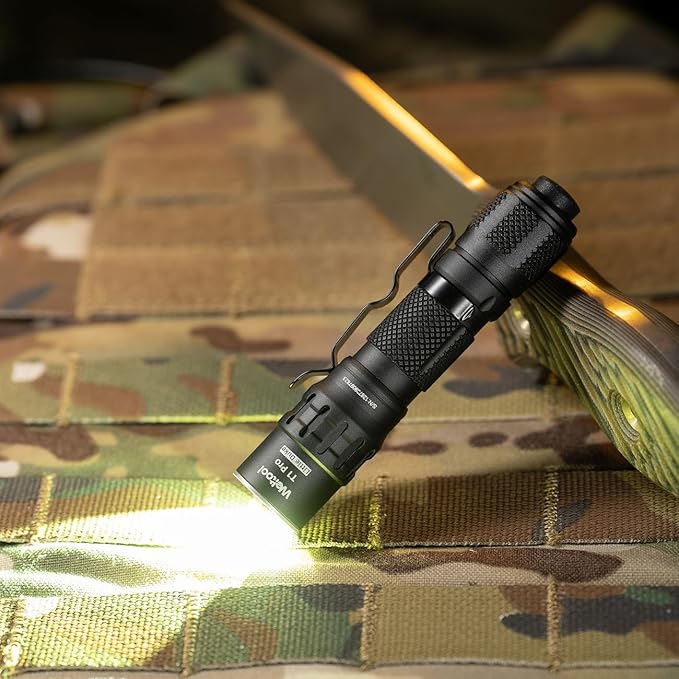Weltool T1 Pro Mini Flashlight with Pocket Clip,Throwing Distance 313 Meters, 24,500 Candela for EDC,Hiking,Camping,Emergency Lighting (Black)