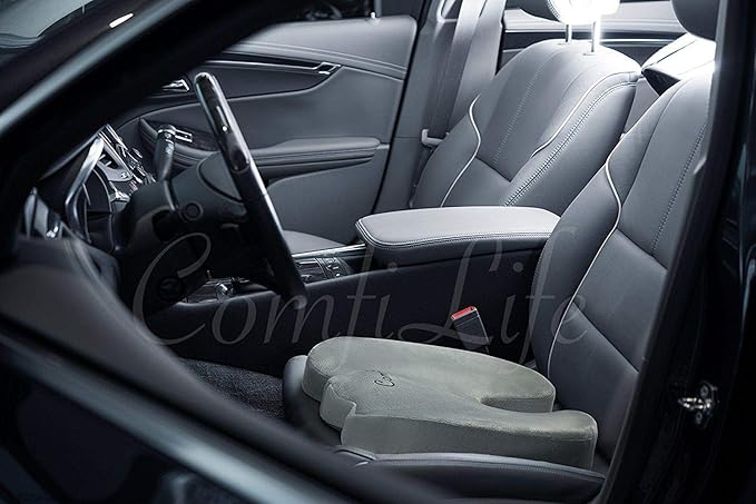 ComfiLife Premium Comfort Seat Cushion - Non-Slip Orthopedic 100% Memory Foam Coccyx Cushion for Tailbone Pain - Cushion for Office Chair Car Seat - Back Pain & Sciatica Relief (Gray)