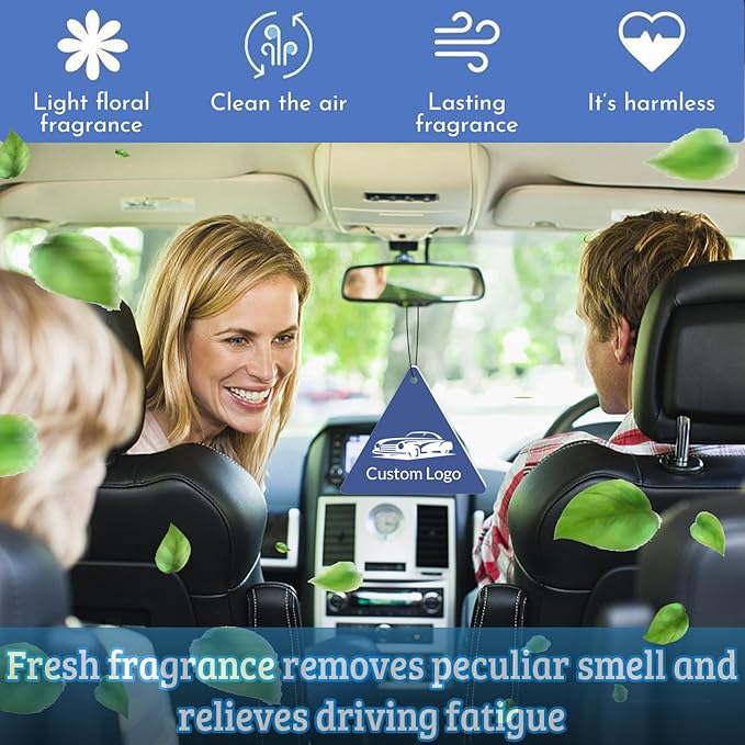 10Pcs Custom Logo Air Freshener for Car Bulk,Wholesale Personalized Double-Sided Car Air Fresheners with Photo Text Logo (10pcs-Triangle)