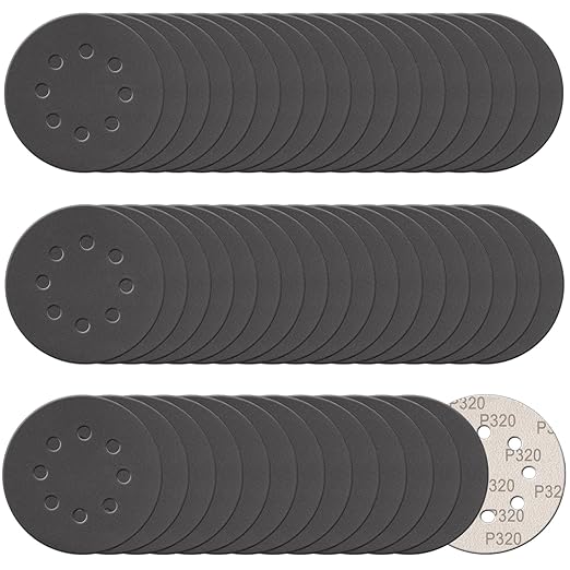 100 Pcs 5 Inch Sanding Discs Hook & Loop 8 Holes Wet Dry 320 Grit Sandpaper Silicon Carbide Sand Paper for Orbital Sander Automotive Wood Plastic Metal Polishing (100Pcs 320 Grit)