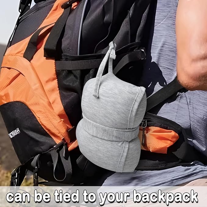 Love&go Portable Small Travel Pillow, Made with Soft Memory Foam Pillow and Breathable Cover, for Backpacking Hiking, Camping, Airplane and Car Trip (Gray)