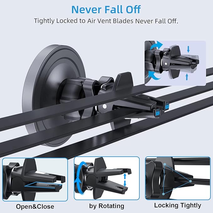 OHLPRO for MagSafe Car Mount Charger iPhone Wireless Car Charger, Stick on Dashboard Magnetic Phone Holder Mount for iPhone 17 Pro Plus Max 16 15 14 13 12 Series, 15W Fast Charging, Aluminum Shell