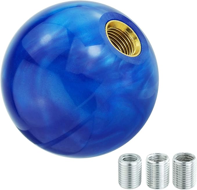 Lunsom Round Shift Knob, Ball Shape Gear Shifter Lever Head Shift Ball Car Stick Handle Fit Most Automatic Manual Transmission Vehicle (M8x1.25, Blue)