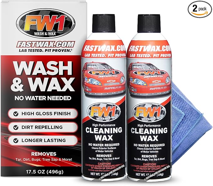 FW1 2 Pack, A High Performance Car Wax Polish | Easy To Use Scratch-Free Waterless Car Wash Spray & Detail Cleaning Polish (17.5oz) | Spray Wax for Cars, Trucks, Motorcycles, RVs and boats.