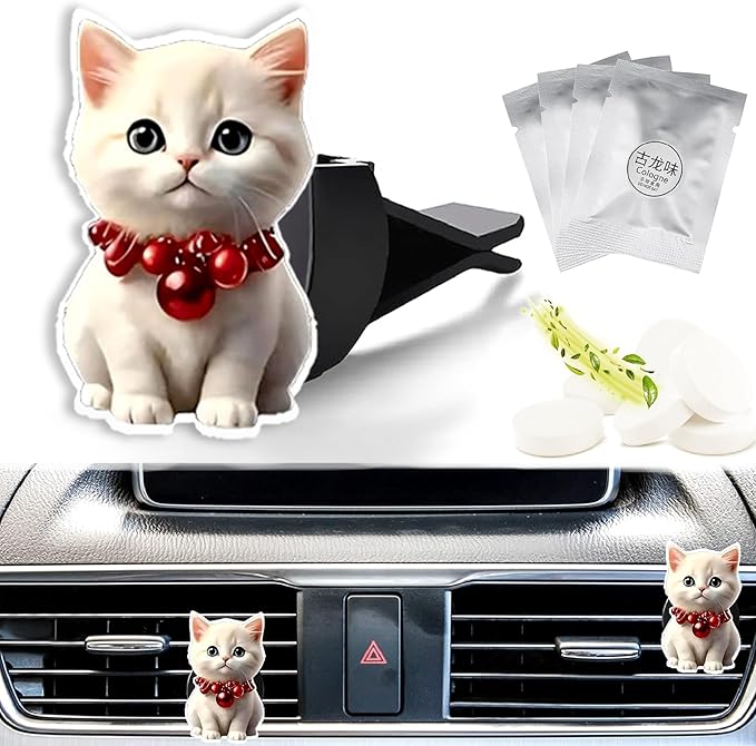 Cute Car Air Freshener Clips Cat Car Vent Clip Cat Cars Scents Cologne Air Conditioner Clip Auto Vent Interior Decoration Cars Accessories Cats Loves Gifts for Men Women