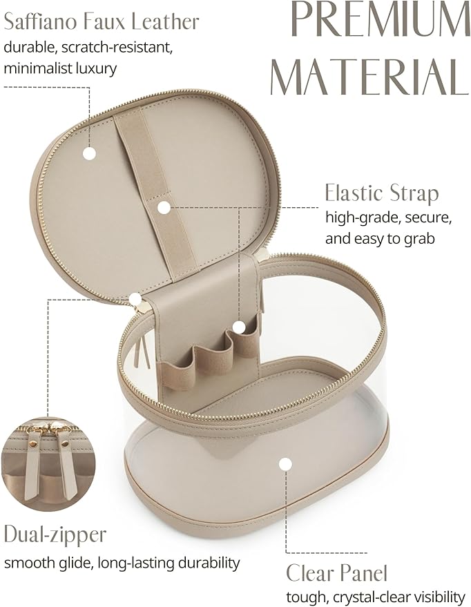 Popvibe Clear Makeup Bag Travel Cosmetic Case Transparent Toiletry Bag with Zipper, Portable Make Up Organizer Traveling Compact Car Bag for Essentials