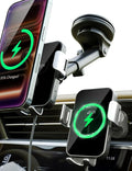 Bracketron PwrUp Auto 15W Qi Fast Wireless Charging Car Mount Dashboard Windshield Air Vent Cell Phone Charger Cellphone Holder