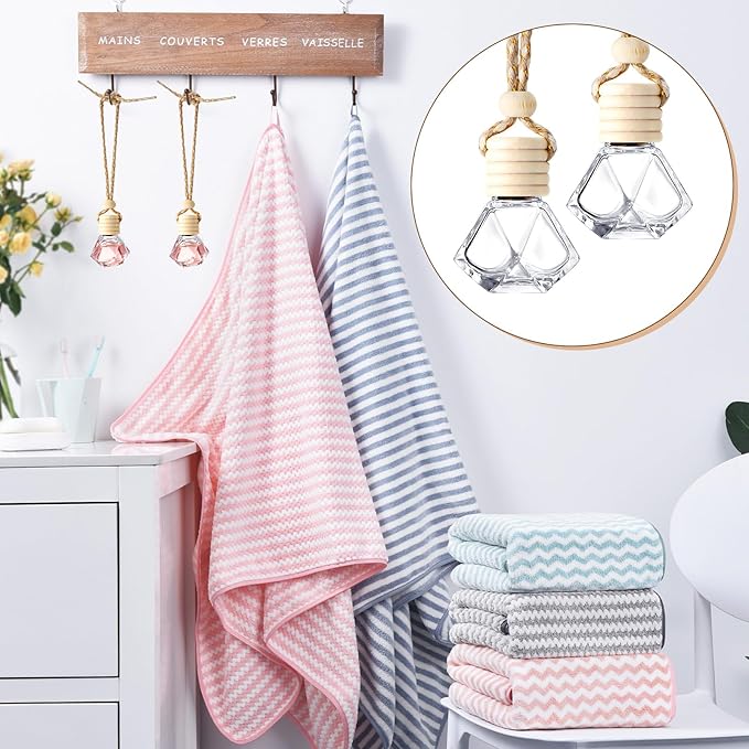 Zubebe 8ml 400pcs Hanging Air Freshener Diffuser Bottle Bulk Empty Glass Perfume Bottles Refillable Aromatherapy Essential Oils Pendant for Auto Interior Ornaments