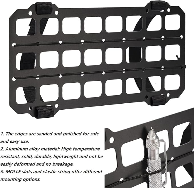 TACNEX Car Sun Visor Organizer Vehicle Rigid MOLLE Panel Tactical Gear Rack EDC Pouch Tool Holster Bag Holder Visor Cover Truck Equipment Mount Plate Modular Storage Shelf Auto Accessories