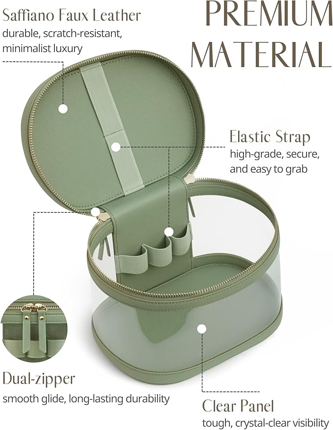 Popvibe Clear Makeup Bag Travel Cosmetic Case Transparent Toiletry Bag with Zipper, Portable Make Up Organizer Traveling Compact Car Bag for Essentials