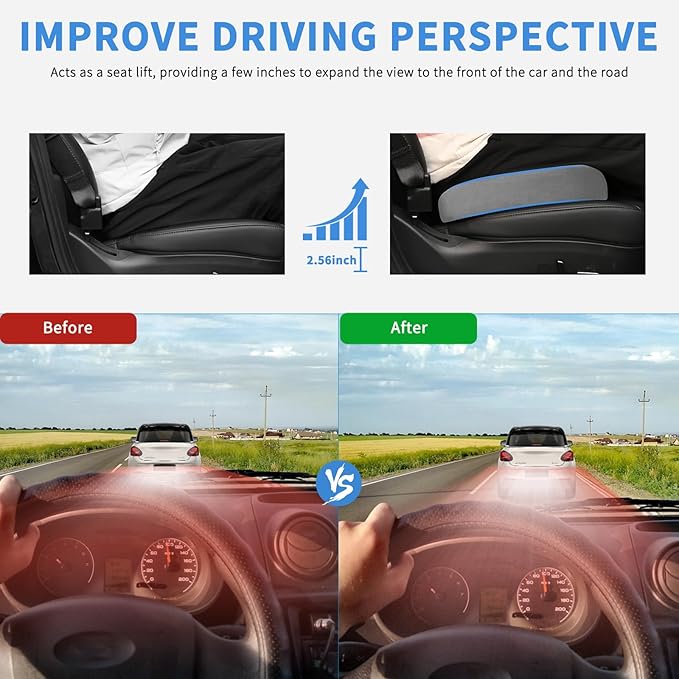 Nilight Car Seat Cushion Gray Velvet Gel Memory Foam Seats Soft and Comfortable Suitable for Daily Life and Driving Relieves Sciatica and Tailbone Pain Improves Drive Vision