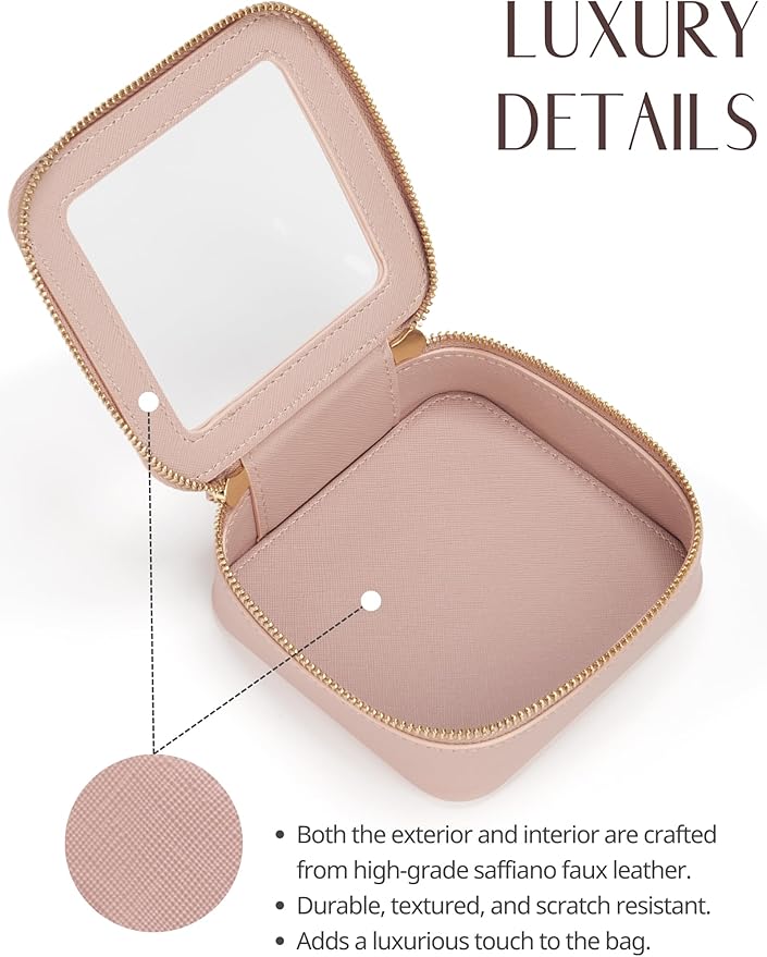 Popvibe Clear Makeup Bag Travel Cosmetic Case Transparent Toiletry Bag with Zipper, Portable Make Up Organizer Traveling Compact Car Bag for Essentials