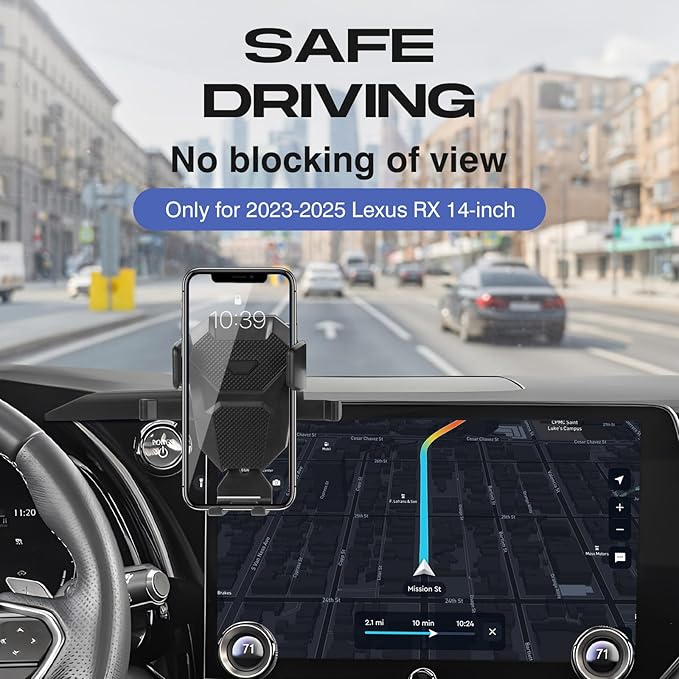 Car Phone Holder for Lexus RX 2023-2025 Accessories,Adjustable GPS RX Phone Mount for 14-inch Screen,Hands-Free Ultra Stable Phone Stand for All Phones