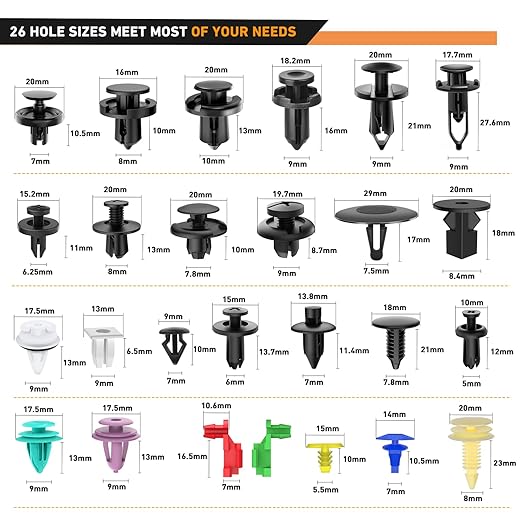 GOOACC 935Pcs Car Push Retainer Clips & Auto Fasteners Assortment -26 Most Popular Sizes Nylon Bumper Fender Rivets with 10 Cable Ties and Fasteners Remover for GM Ford Toyota Honda Chrysler