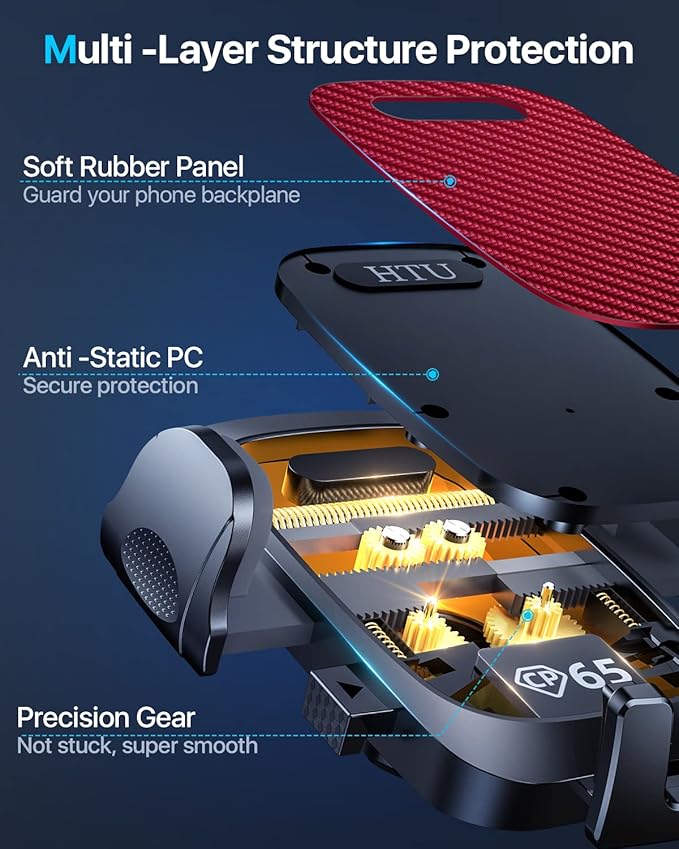 HTU 𝟐𝟎𝟐𝟔 𝐔𝐩𝐠𝐫𝐚𝐝𝐞𝐝【True Military-Grade】 Car Phone Holder【Safety Certs & No Smell】 Cell Phone Holder for Car Mount for Dashboard Windshield Air Vent Long Arm Thick Case,Red