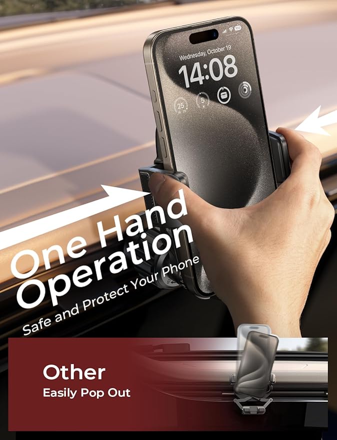 LISEN for iPhone 17 Mount for Car Vent [Never Blocking] 360 Rotatable Car Phone Holder Air Vent Clip Hands Free Cellphone Car Mount for iPhone 17 Pro Max Plus 17 pro max 16 15 Samsung Android, Black