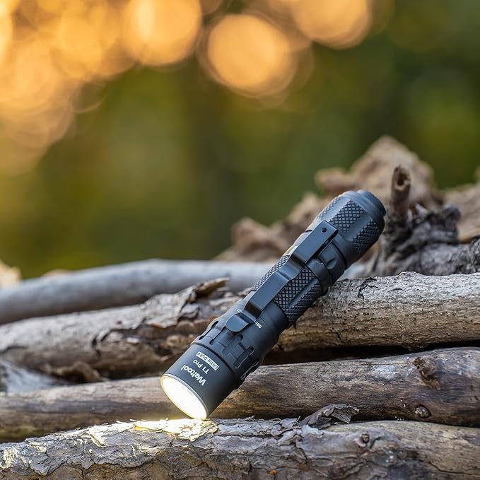 Weltool T1 Pro Mini Flashlight with Pocket Clip,Throwing Distance 313 Meters, 24,500 Candela for EDC,Hiking,Camping,Emergency Lighting (Black)
