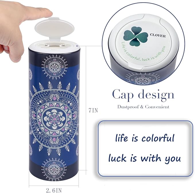 CLOVER Facial Tissues with Cap - 4 PK Car Tissues Cylinder,Car Tissue Holder with 200 Sheet 3-ply Facial Tissues,Round Tissue Boxes for car,Travel Tissues for Car Cup Holder