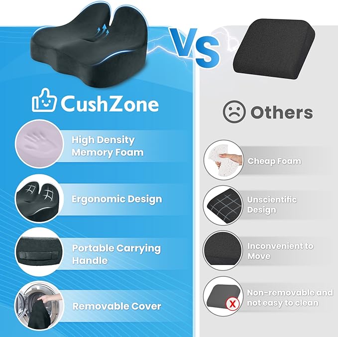 Seat Cushion, Memory Foam Office Chair Seat Cushion for Office Chairs/Car/Long Trip/Desk Chair/Gaming, X-Large Size for Sciatica & Hip & Tailbone Pain Relief, Sciatica Support (Deep Green)