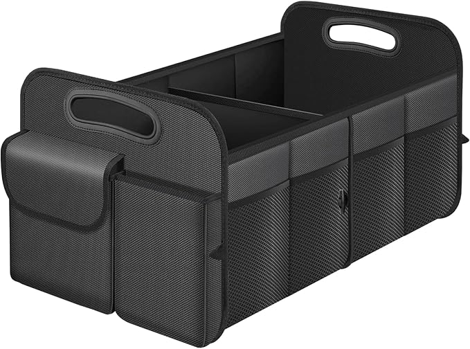 Trunk Organizer, Collapsible Waterproof Multi-Compartment Trunk Organizer for SUVs & Sedans, Car Storage with Reinforced Handles, Car Accessories for Women and Men, 52L