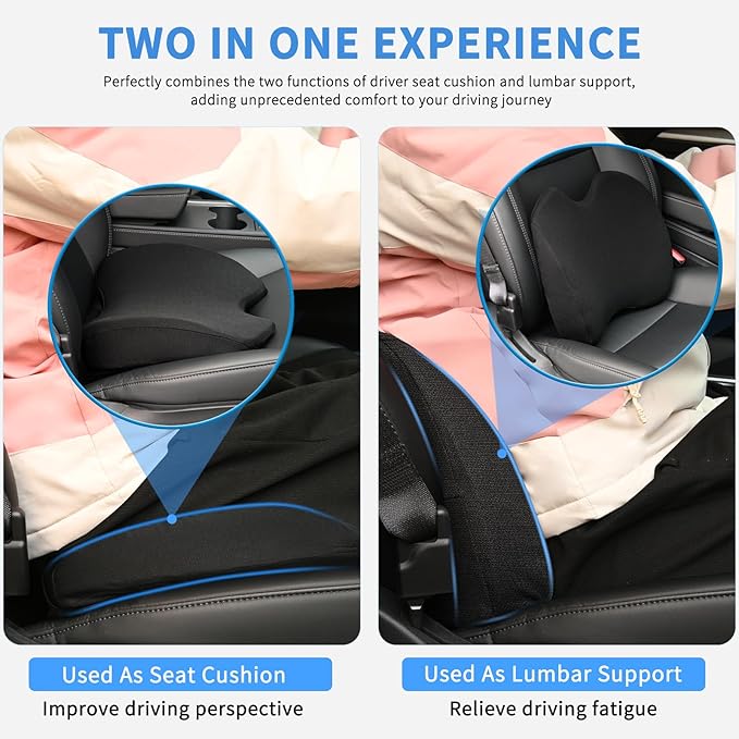 Nilight Car Seat Cushion Black Mesh Memory Foam Wedge Breathable Comfortable for Daily Driving Working Sciatica and Tailbone Pain Relief Improves Drive Visibility