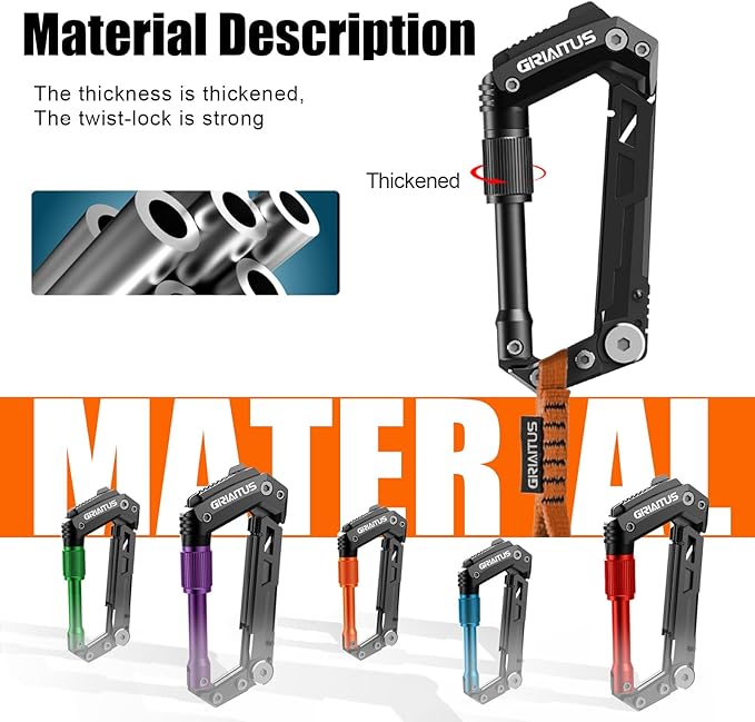 Carabiner Multitool 8-in-1 EDC Carabiners Pocket Knife, Serrated Knife, Rope Cutter, Screwdriver, Can Bottle Opener, Ruler, Survival Gear for Camping Climbing, Christmas Gifts for Men Women (Black)