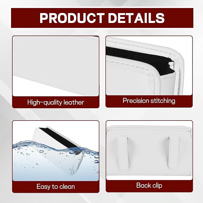 Hovom Car Trash Can, Leather Waterproof Automotive Garbage Can with Trash Bag, Hanging Mini Vehicle Trash Bin, Small Auto Door Organizer Storage Pouch, Universal Car Accessories (White)