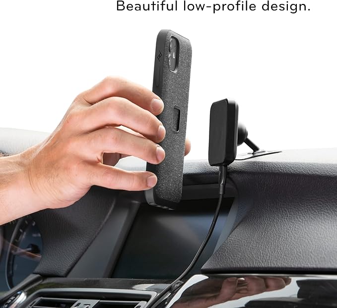Peak Design Mobile Charging Car Mount, Black, Qi1 Charging, Mounts to Dash or Console, Connects to Mobile Cases, MagSafe Compatible, for iPhone, Samsung and Google Pixel Phones