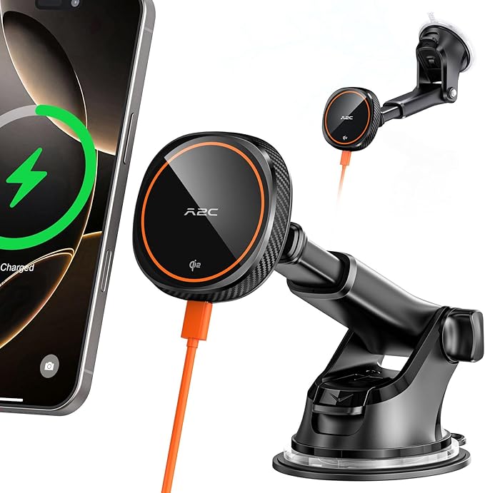 APPS2Car Magnetic Car Phone Mount - Designed Only for MagSafe iPhone 17-12 Series, Orange