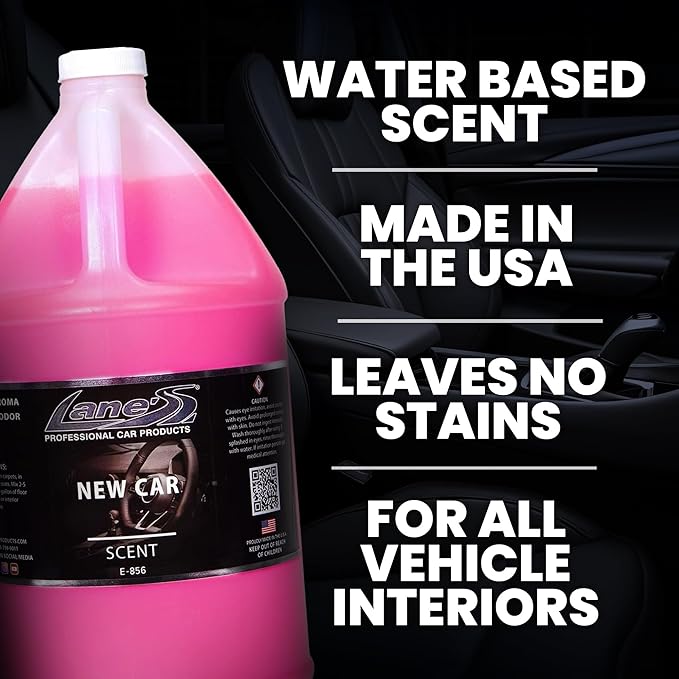 LANE’S Premium Car Air Freshener "New Car" - 128oz Water-Based, Long-Lasting Auto Scent Spray - Food, Pet, Odor Smell Deodorizer for Cars, Trucks, SUVs' Interior Leather, Carpet, Upholstery