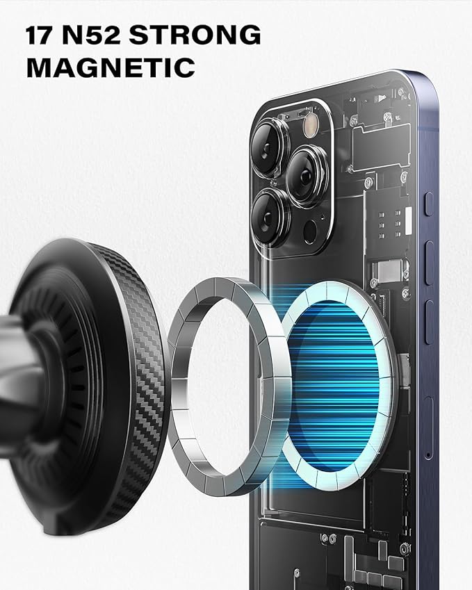 APPS2Car Upgraded for QI2 Magsafe Cup Holder Charger, Car Mount Charger 15W Fast Charging, Wireless Magnetic Cell Phone Stand with Tri-Pivot Arm for iPhone 17 Air Pro Max Plus 16 15 14 13 12