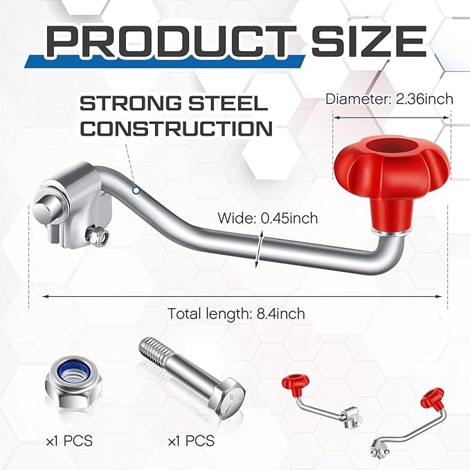 1 Set Trailer Jack Handles Replacement Crank Accessories Fits Most Trailer Jacks, Comes with Bolt Nut Spacers, Top Wind Jack Handle Red and Black (Red)