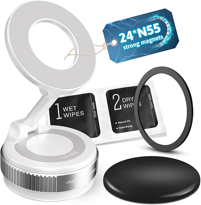 for Magnetic Car Mount, Magnetic Phone Holders for Your Car, Car Phone Holder for Magsafe[24 * N55 Strong Magnets], Suction Cup Phone Mount Car/for iPhone 17 Pro Max(White)