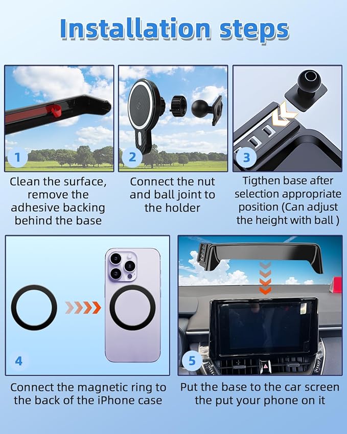 PZK Car Phone Mount for 2024 2025 2026 VW/Volkswagen Atlas/Altas Cross Sport Accessories 12-inch Screen Magnetic 15W Fast Wireless Charger Car Phone Holder Not Affect Air Vent Automobile Cradles