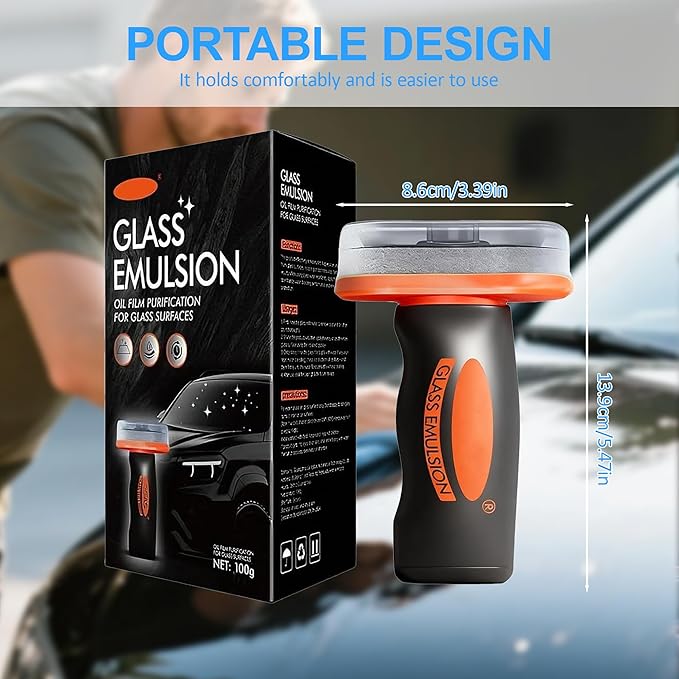 2026 New Handheld Glass Oil-Film Remover, Glass Emulsion Cleaner Cleaning Board, Automotive Oil Film Cleaning Brush for Car Windows (1 Pcs)