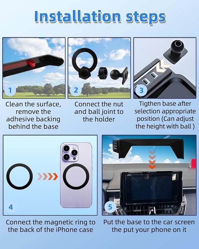 PZK Car Phone Mount for 2023-2025 2026 Honda Accord Hybrid Sport /-L/EX-L/Touring/Prime (Ony fit for 12.3-Inch Screen) Compatible with MagSafe Car Phone Holder with Stroage Box (Not Fit for LX/EX/SE)
