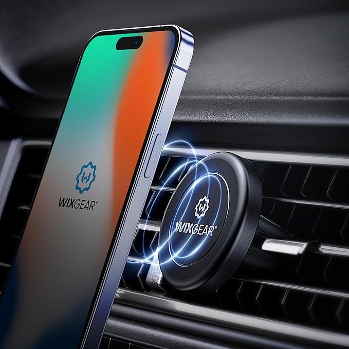 Magnetic Phone Holder for Car, WixGear [2 Pack] Universal Air Vent Magnetic Phone Mount for Car, Car Phone Holder Mount for Cell Phones and Mini Tablets with 4 Metal Plates