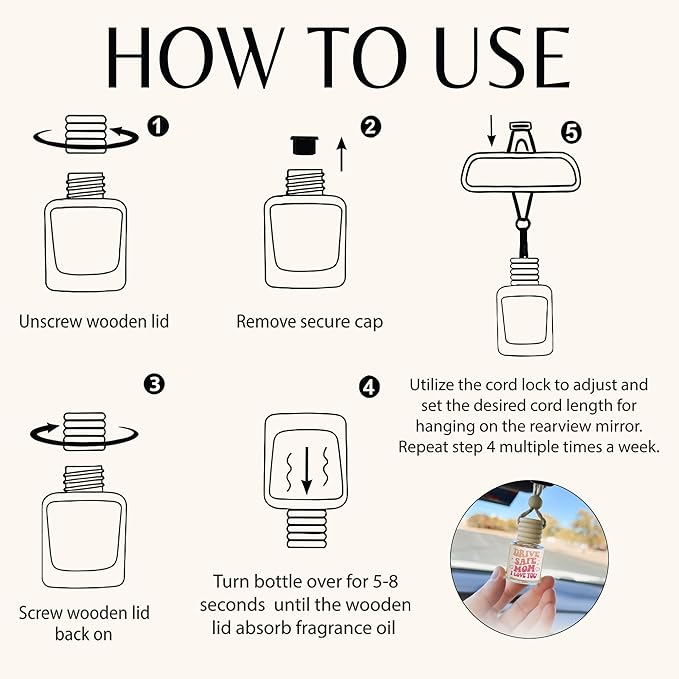 NewEleven Mom Birthday Gifts - Mom Car Essentials, Gifts For Moms, Mommy - Cute Gifts For Mother From Daughter, Son, Kids - Car Air Freshener Hanging 2 Pack, Vanilla Cream Oil Diffuser