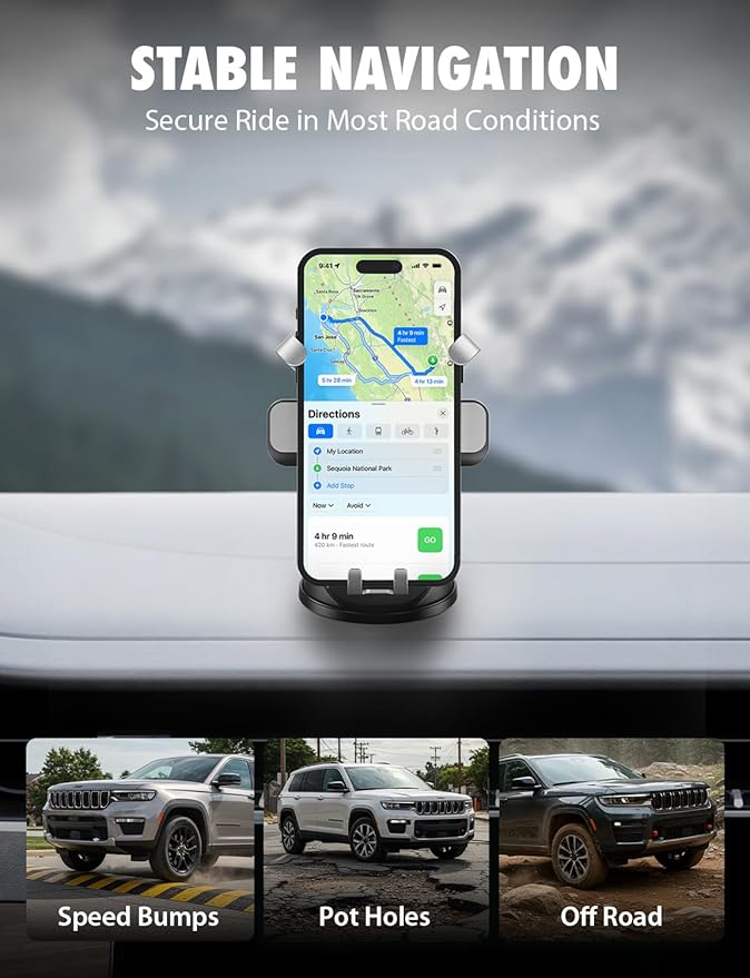 Bracketron AutoGrip Dash & Window Mount- Phone Mount for Car with One-Handed Operation, Universal Cell Phone Holder Car for Dashboard, and Window Fits Phones Up to 3.75"