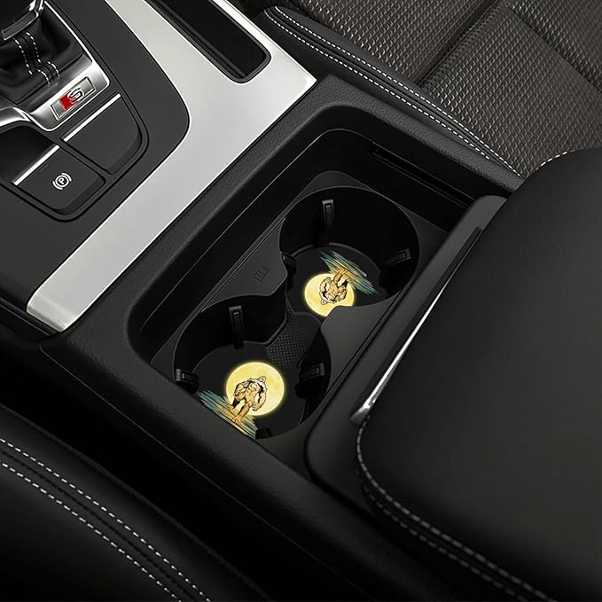 Moon Bigfoot Sasquatch Car Coasters for Cup Holders Pack of 2 Neoprene Cup Mat Pad Vehicle Interior Accessories for Men Women