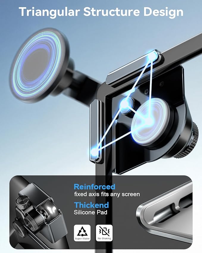 CloudValley Upgrade Phone Mount Car Holder for Tesla Model 3/ Y/Cybertruck, 【Extendable Metal Holder】 Magnetic Model Y Juniper Stand, Compatible with iPhone MagSafe 17/16/15/14/13/12,Gray