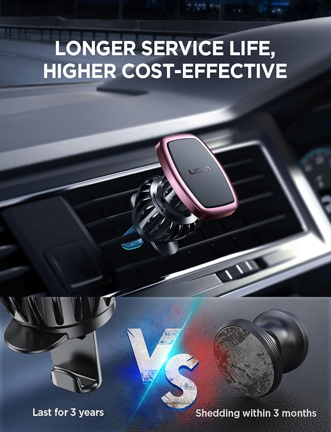 LISEN 2 Pack Magnetic Phone Holder for Your Car Mount 6 Military Magnets Car Phone Holder Mount Vent Cell Phone Holdeer Mount Vent Cell Phone Holder (Pink) Back to School Supplies