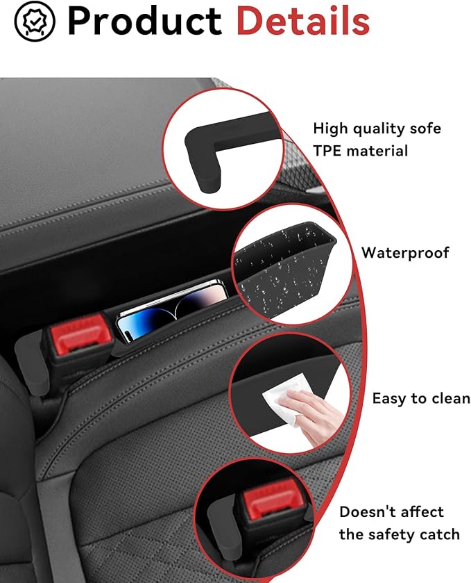 Car Seat Gap Filler, Seat Gap Organizer with Phone Holder, Car Seat Accessories, Car Organizer Fit SUV Truck-2PCS Pink