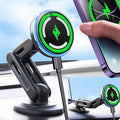 for 15W MagSafe Car Mount Charger, Qi2 Ultra Strong Magnet Phone Holder,【Three-fold Rotation】 LED Magnetic Wireless Car Charger, Car Phone Holder Mount for iPhone 16/15/14/13/12 Pro Max Plus