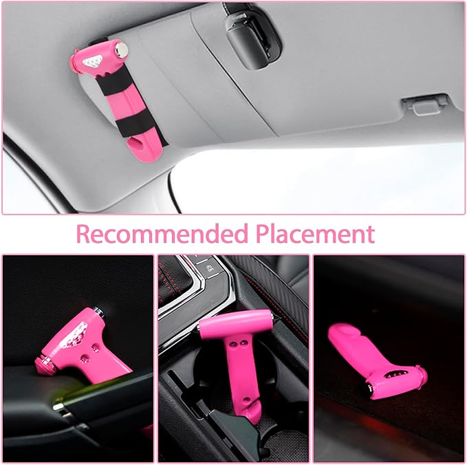 2 Pack Car Safety Hammer, Pink Emergency Escape Hammer with Window Breaker and Seatbelt Cutter for women,Interior Car Safety Escape Tool Accessories