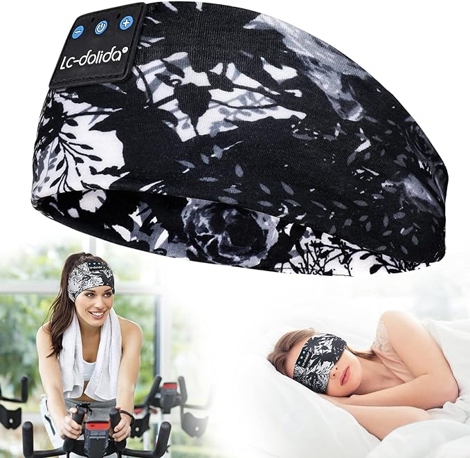 LC-dolida Sleep Headphones Bluetooth 5.4, Headband Earphones Wireless, Sleep Mask for Sleeping, Sports, Gifts, Workout, Jogging, Yoga,Insomnia, Air Travel, Meditation