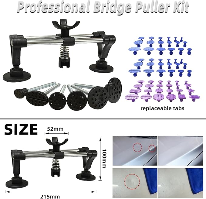 108pcs/set Auto Body Dent Repair Tools Kit,Car Dings Repair,Paintless Bodywork Dent Pulling Tool,Dent Puller Lifter,Multi-funtional Bridge Puller.Hail Removal Tools Set