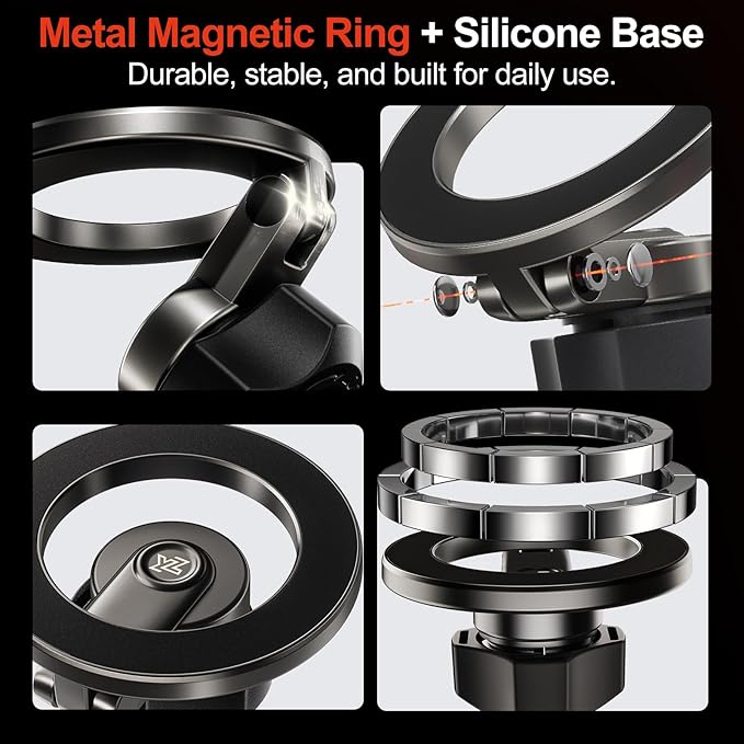 YONZEE Magnetic Phone Mount for Tesla Model Y Juniper 2024-2026 & Model 3 Highland, Dashboard Hidden Design, 360° Rotatable Car Holder, Stable Anti-Shake Mount, Does Not Block View, Easy to Install