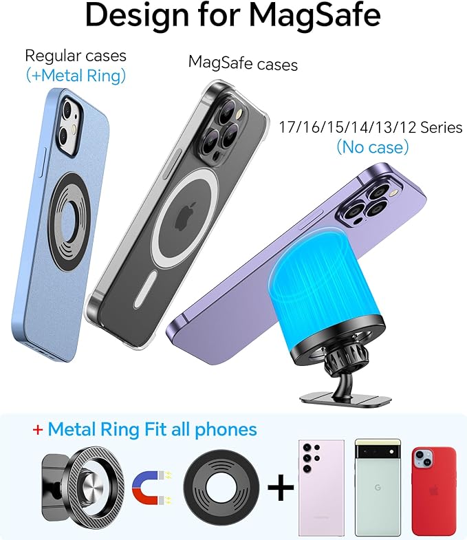 Kaistyle for Magsafe Car Mount【20 Strong Magnets】Magnetic Phone Holder for Car Phone Holder Mount Dash Mounted Holders Cell Phone Holders for Your Car Accessories for Women Men for iPhone 17 16 15 14