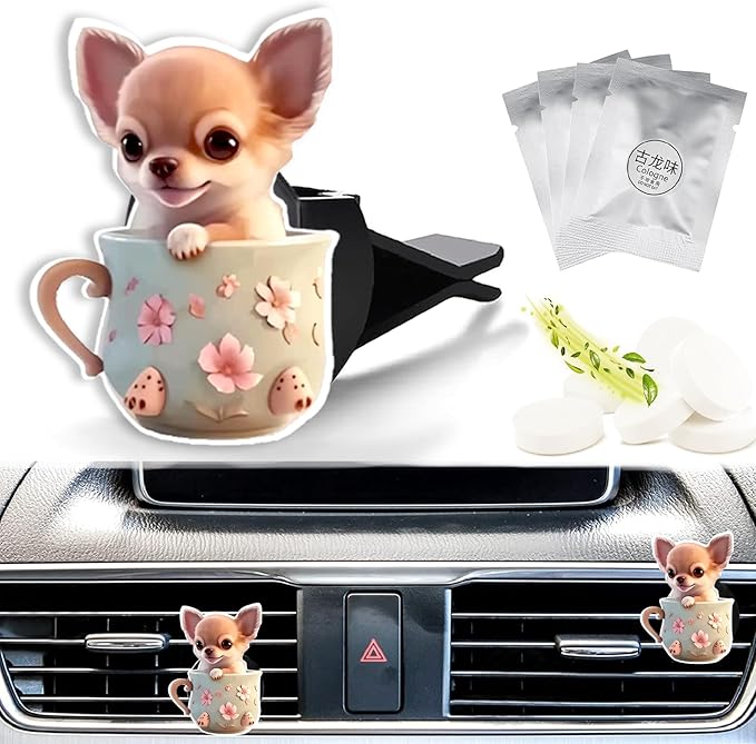 Cute Car Air Freshener Clips Dog Car Vent Clip Dog Cars Scents Cologne Air Conditioner Clip Auto Vent Interior Decoration Cars Accessories Dogs Loves Gifts for Men Women